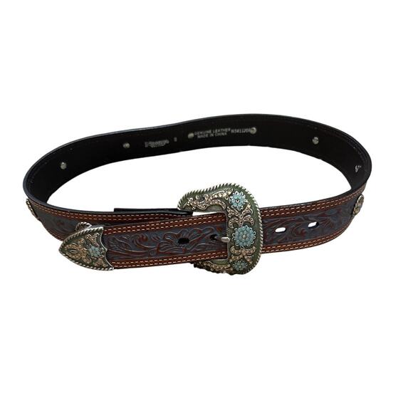 Nocona Belt Womens Embellished Tooled Leather Belt Size Small - Picture 1 of 7